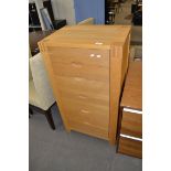 MODERN LIGHT OAK SIX DRAWER CHEST, 110CM HIGH