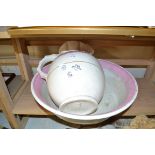 PINK DECORATED WASHBOWL AND JUG