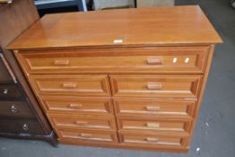 MODERN JENTIQUE LIGHT WOOD SECRETAIRE CHEST WITH FITTED TOP DRAWER OVER EIGHT SMALL DRAWERS, 104CM