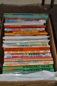 BOX OF CHILDRENS ANNUALS TO INCLUDE SALLY, VALENTINE, ROY OF THE ROVERS ETC