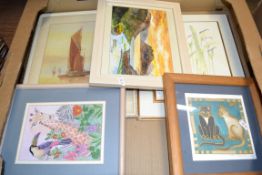 MIXED LOT OF PICTURES TO INCLUDE WATERCOLOUR OF WHERRY