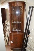 REPRODUCTION MAHOGANY VENEERED CORNER DISPLAY CABINET, 183CM HIGH