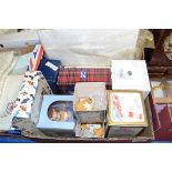 BOX OF VARIOUS ORNAMENTS, GLASS VASES ETC