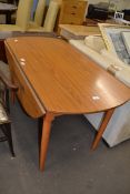 TEAK EFFECT DROP LEAF KITCHEN TABLE, 202CM WIDE