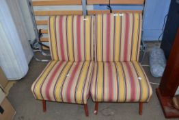 PAIR OF RETRO STRIPED UPHOLSTERED SIDE CHAIRS, 76CM HIGH