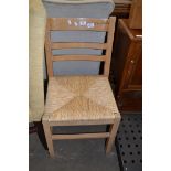 PINE FRAMED RUSH SEATED KITCHEN CHAIR