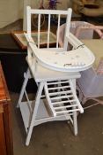 WHITE PAINTED VINTAGE CHILD'S HIGH CHAIR