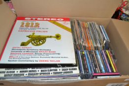 BOX OF CDS AND RECORDS