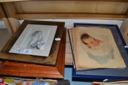 FOUR FRAMED PICTURES VARIOUS INCLUDING LILIAN ROWLES STUDY OF SLEEPING BABIES