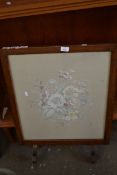 VINTAGE FIRE SCREEN WITH CENTRAL NEEDLEWORK PANEL