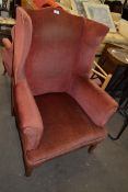 LATE 19TH/EARLY 20TH CENTURY WINGBACK ARMCHAIR, 105CM HIGH