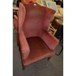 LATE 19TH/EARLY 20TH CENTURY WINGBACK ARMCHAIR, 105CM HIGH