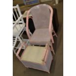 LLOYD LOOM STYLE PINK PAINTED CHAIR AND STOOL (2)