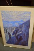 MICHAEL A EVANS, STREET SCENE ARTISTS PROOF NO 3 OF 50, FRAMED BUT NOT GLAZED, TOGETHER WITH