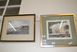 TWO COLOURED PRINTS, THE TEXAS ALAMO AND THE VIEW OF SOMERSET PLACE, THE ADELPHI , BOTH FRAMED AND