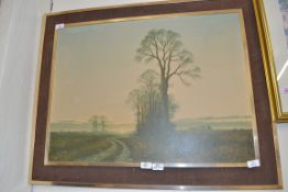 AFTER COULSON, COLOURED PRINT, COUNTRYSIDE SCENE, FRAMED, 93CM WIDE