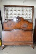 EARLY 20TH CENTURY WALNUT VENEERED BED FRAME WITH SPRING BASE, 137CM WIDE