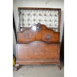 EARLY 20TH CENTURY WALNUT VENEERED BED FRAME WITH SPRING BASE, 137CM WIDE