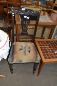 SINGLE LATE VICTORIAN DINING CHAIR WITH CARVED FRAME