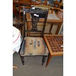 SINGLE LATE VICTORIAN DINING CHAIR WITH CARVED FRAME