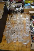 MIXED LOT OF CLEAR DRINKING GLASSES ETC