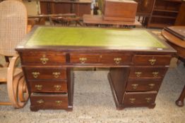 20TH CENTURY TWIN PEDESTAL OFFICE DESK WITH GREEN INSET LEATHER TOP, 135CM WIDE