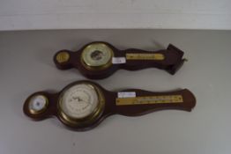 TWO MODERN BAROMETER AND THERMOMETER COMBINATIONS