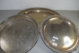 THREE MIXED SILVER PLATED TRAYS