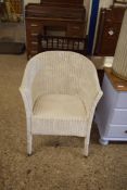 WHITE PAINTED LLOYD LOOM STYLE CHAIR