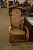 MODERN BENTWOOD CANE SEATED AND BACK ROCKING CHAIR