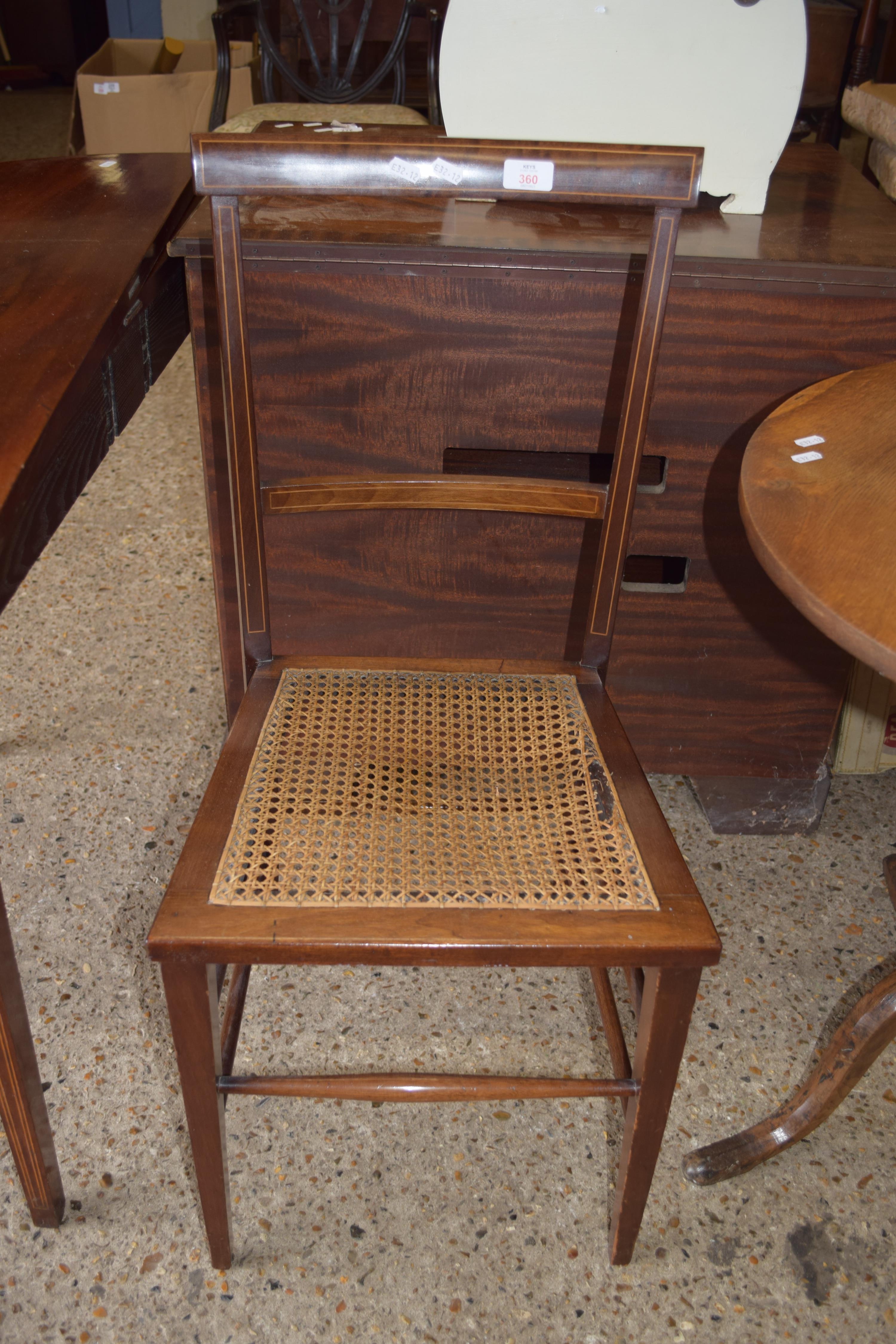 EDWARDIAN MAHOGANY FRAMED SIDE CHAIR WITH CANE SEAT