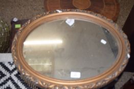 OVAL WALL MIRROR IN GILT FINISH FRAME, 55CM WIDE