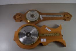 TWO CONTEMPORARY ANEROID BAROMETER THERMOMETER COMBINATIONS