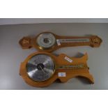 TWO CONTEMPORARY ANEROID BAROMETER THERMOMETER COMBINATIONS