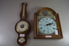 MODERN ANEROID BAROMETER AND THERMOMETER COMBINATION, TOGETHER WITH A MODERN BIG BEN WALL CLOCK WITH
