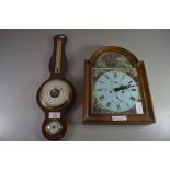 MODERN ANEROID BAROMETER AND THERMOMETER COMBINATION, TOGETHER WITH A MODERN BIG BEN WALL CLOCK WITH