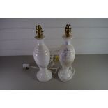 PAIR OF POLISHED ALABASTER TABLE LAMPS