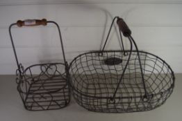 WIRE WORK BOTTLE CARRIER AND A WIRE WORK BASKET (2)