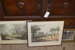 TWO FRAMED COLOURED PRINTS, DUCK SHOOTING AND PARTRIDGE SHOOTING, 57CM WIDE