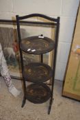 ORIENTAL BLACK LACQUERED THREE TIER CAKE STAND, 78CM HIGH