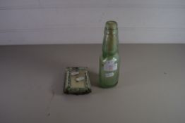 VINTAGE CRAMPTON CODD BOTTLE TOGETHER WITH A SMALL GLASS PICTURE FRAME