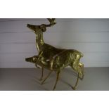 PAIR OF BRASS DEER