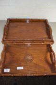 SET OF THREE MODERN CHINESE HARDWOOD SERVING TRAYS