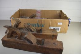 BOX OF VINTAGE WOODEN WOODWORKING PLANES