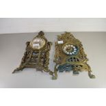 TWO BRASS FRAMED WALL CLOCKS WITH QUARTZ MOVEMENTS