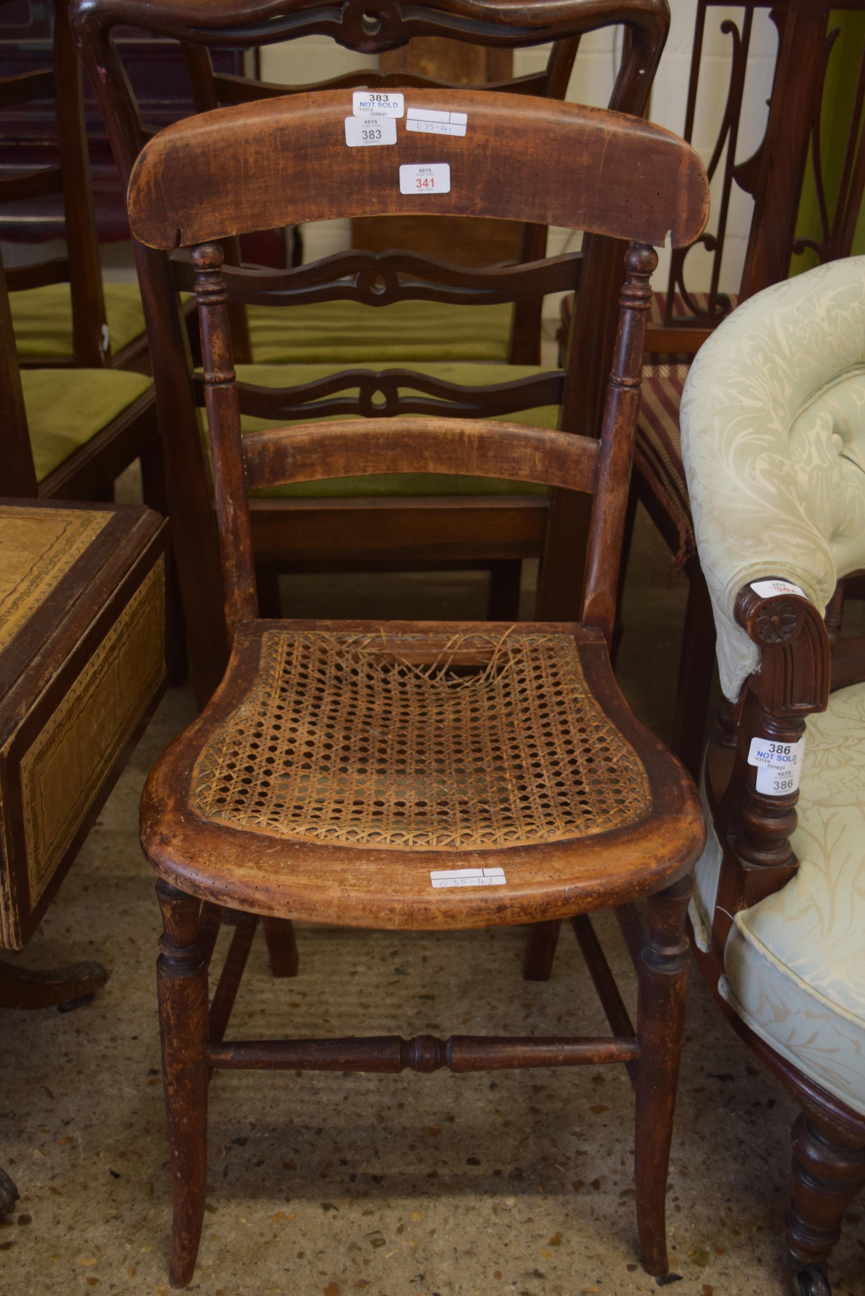 SINGLE VICTORIAN BEECHWOOD FRAMED CANE SEATED BEDROOM CHAIR