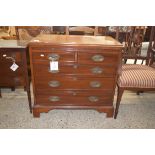 19TH CENTURY MAHOGANY CHEST WITH BRUSHING SLIDE OVER TWO SHORT AND THREE LONG DRAWERS RAISED ON