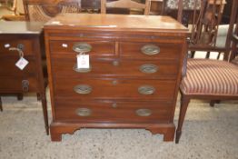 19TH CENTURY MAHOGANY CHEST WITH BRUSHING SLIDE OVER TWO SHORT AND THREE LONG DRAWERS RAISED ON