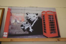 AFTER BANKSY, PHOTOGRAPHIC PRINT ON CANVAS, UNFRAMED, 61CM WIDE