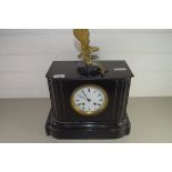 VICTORIAN BLACK SLATE MANTEL CLOCK, THE CASE WITH A LATER EAGLE MOUNT